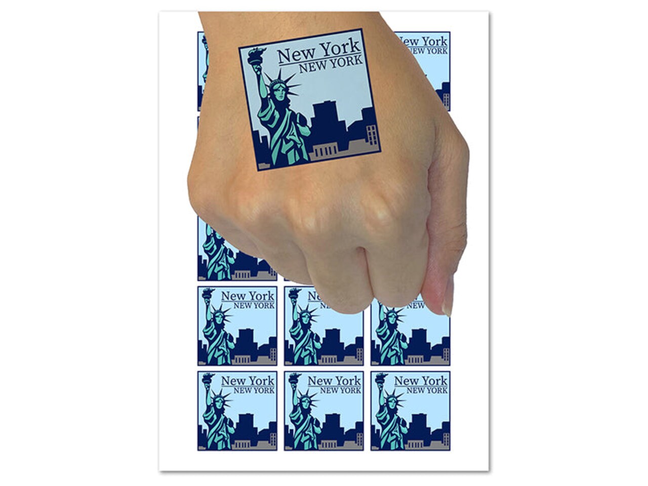 New York Destination Travel Temporary Tattoo Water Resistant Fake Body Art Set Collection (1 Sheet)